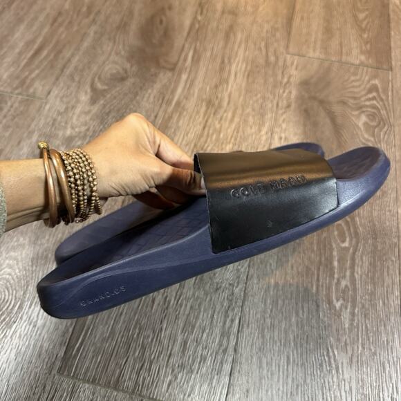 Cole Haan Grandpro Black Blue Leather Slip On Slides Sandals Sz 9 M main image 7